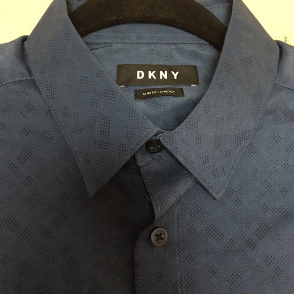 DKNY Mens Blue Slim-Stretch Shirt. Sz. M - Picture 5 of 9